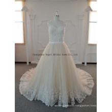 2016 Real Smaple 100% Spaghetti Strap Embroidary Wedding Gown Dress